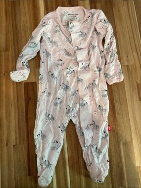 Magnetic Me Light Pink Zebra Print Footed One-Piece